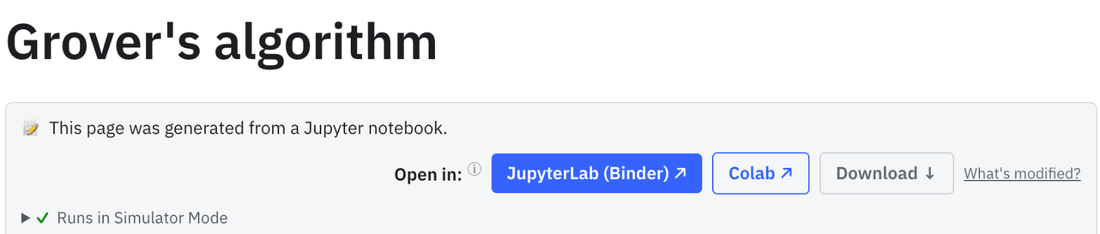 チュートリアルページの上部:Open in JupyterLab (Binder)、Colab、Download。